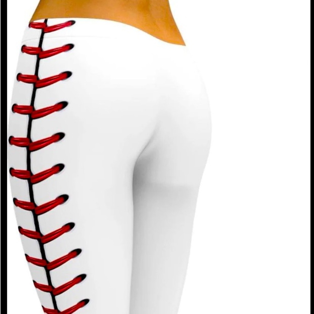 NWT Gearbunch leggings. Baseball themed in white.
